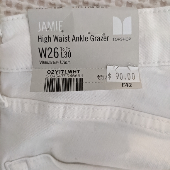 White jamie high waist ankle skinny jeans, size 26 - Picture 6 of 6